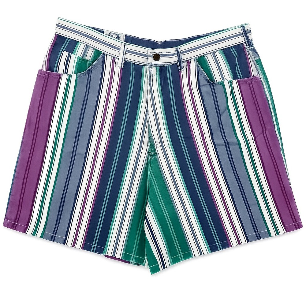 Cap Ferrat Shorts Women 20W Multi Stripe Vintage 90s High Waisted Cotton USA